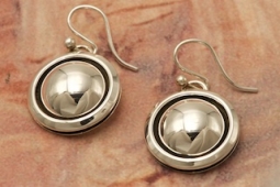 Artie Yellowhorse 3/4" Diameter Sterling Silver Shadowbox Earrings